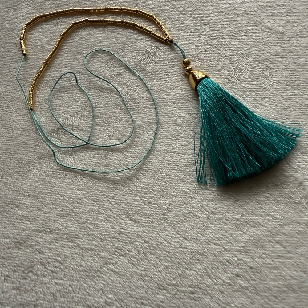Elegant Teal Tassel Necklace